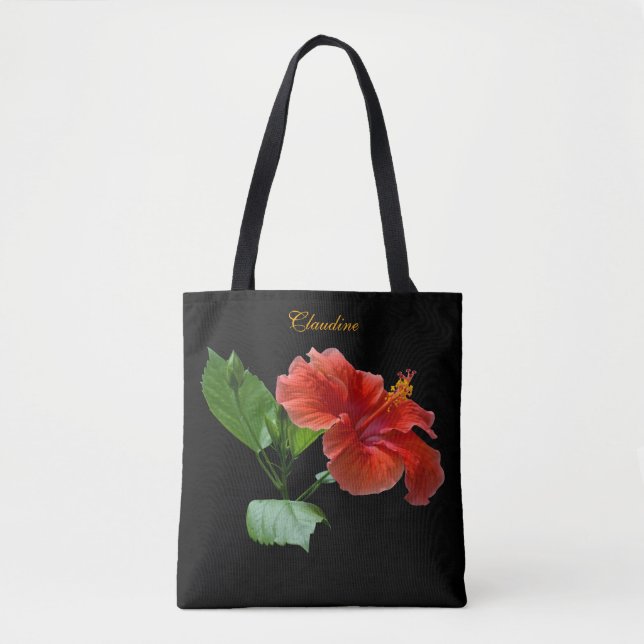Tote Bag L'Hibiscus rouge de Milan, Carré de l'ombre (Devant)