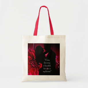 Tote Bag L'histoire d'amour citation baiser arrière - plan 