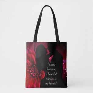 Tote Bag L'histoire d'amour citation baiser arrière - plan 