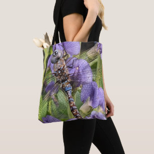 Tote Bag Libellule Darner aux Yeux Bleus sur Fleur