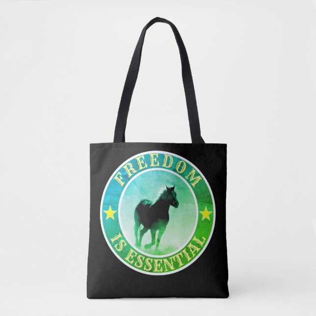 Tote Bag Liberté (cheval, noir) Fourre-tout (Devant)