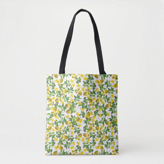 Tote Bag Liberty grand jaune blanc arrière - plan 2 (Devant)