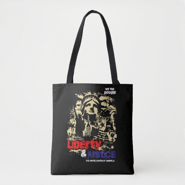 Tote Bag Liberty & Justice. Statue de la Liberté, USA (Devant)