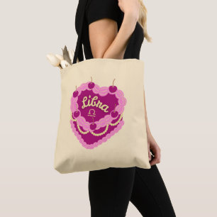 Tote Bag Libra Zodiac Pastel Coeur gâteau d'anniversaire