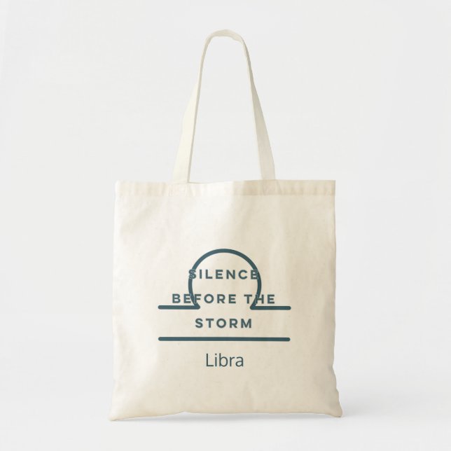 Tote Bag Libra Zodiac Sign Fun Quote Blue & White (Devant)