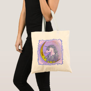 Tote Bag Licorne de Lune de Nuit Violette