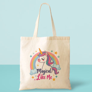 Tote Bag Licorne Douce avec Arc-en-Ciel 