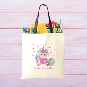 Tote Bag Licorne Pailletée Brillante Lisant Son Nom de Livr
