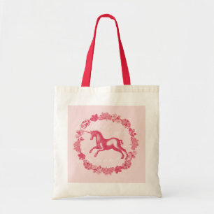 Tote Bag Licorne rose et fleurs