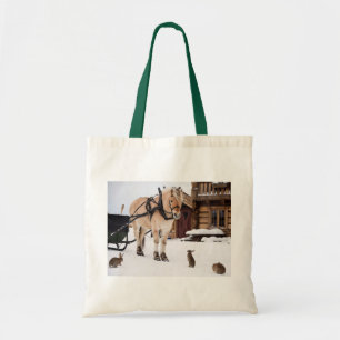 Tote Bag L'idylle de ferme de campagne cheval lapins dans l