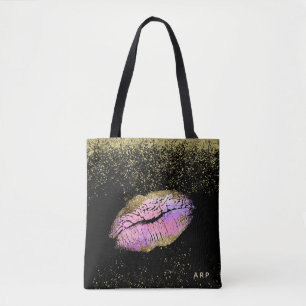 Tote Bag *~* Lièvres d'or rose Parties scintillant d'or Noi