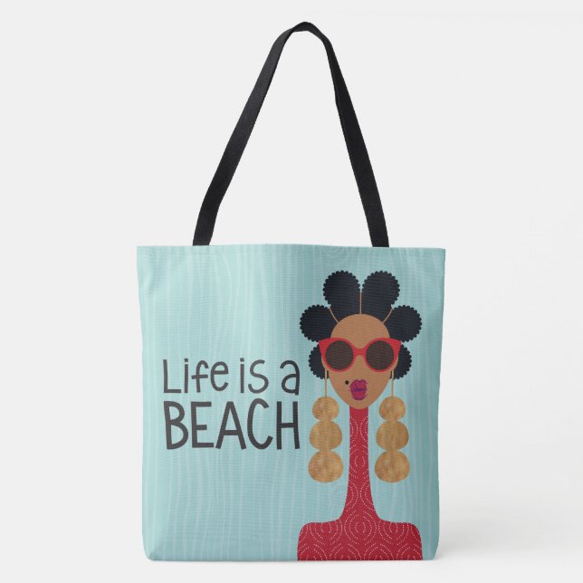 Tote Bag Life is A Beach Shoulder Fourre-tout (Devant)