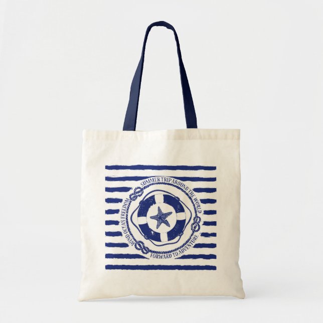 Tote Bag Lifebuoy et étoiles de mer (Devant)