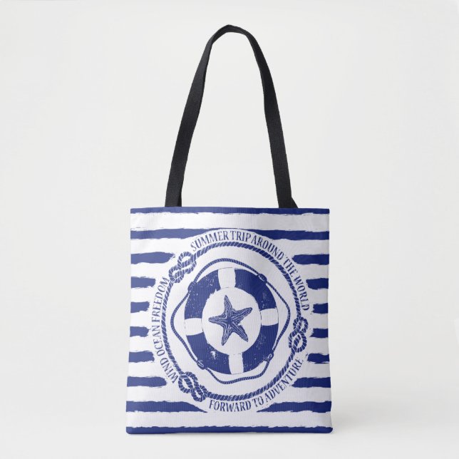 Tote Bag Lifebuoy et étoiles de mer (Devant)