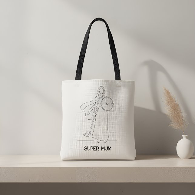 Tote Bag Ligne artistique moderne de super maman guerrière (Créateur téléchargé)