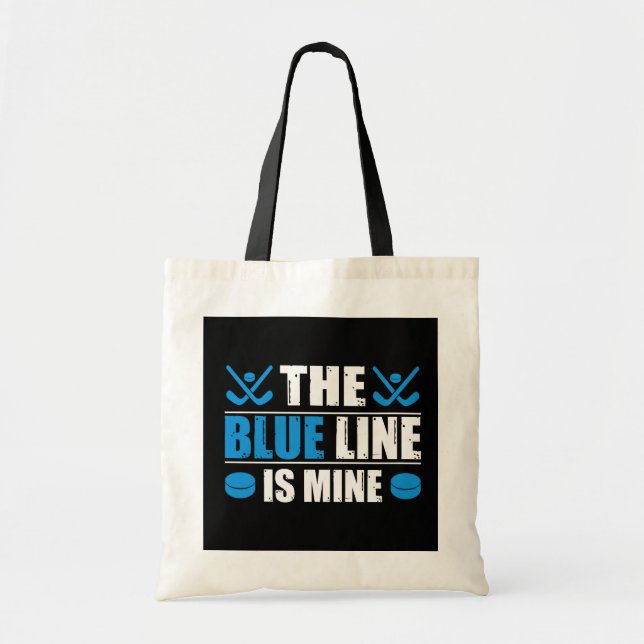 Tote Bag Ligne bleue de hockey (Devant)
