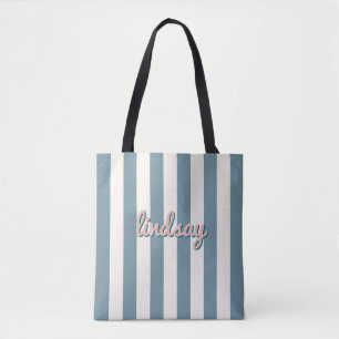 Tote Bag Ligne d'horizon Cabane bleue rayée Voyage de fille