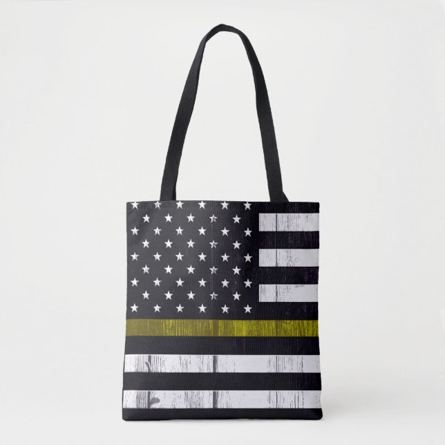 Tote Bag Ligne jaune mince usée drapeau d'expéditeur (Devant)