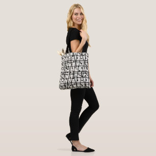 Tote Bag Lignes noires et points sur Motif crème