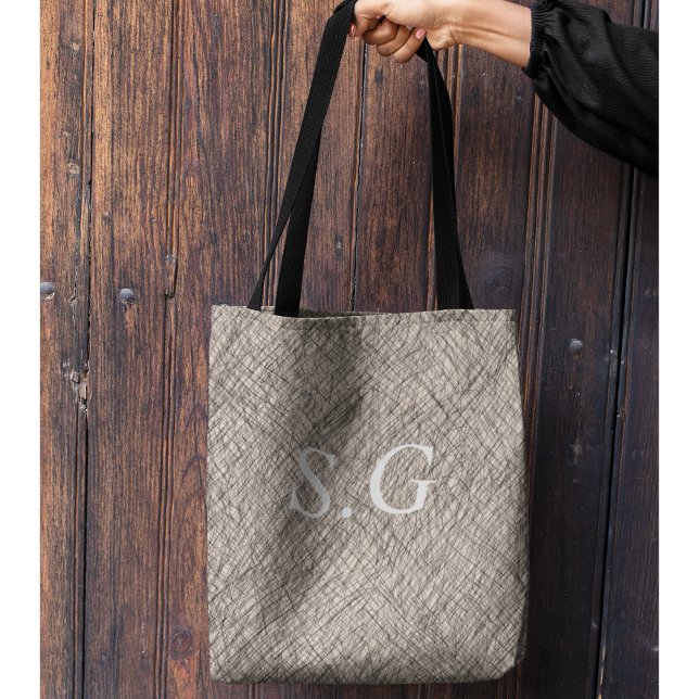 Tote Bag Lignes simples modernes monogrammées (Créateur téléchargé)