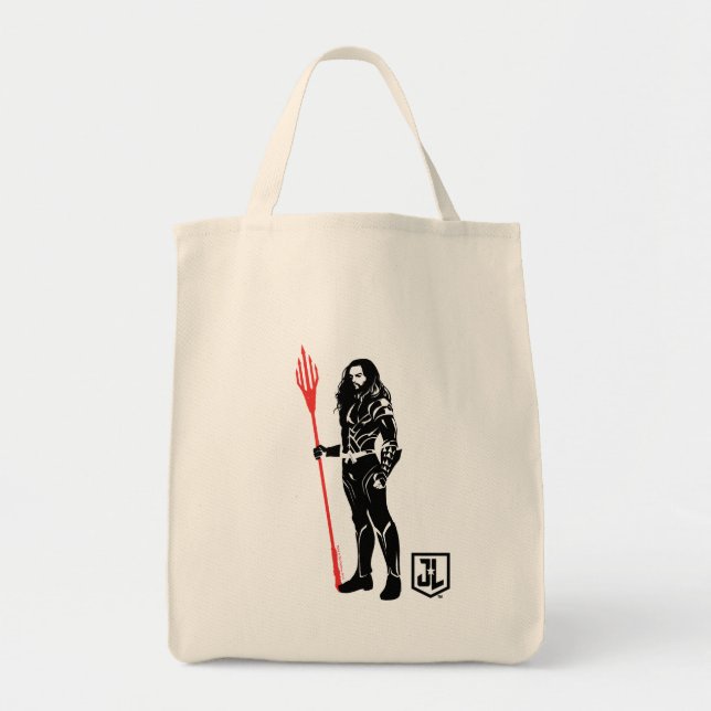 Tote Bag Ligue de Justice | Aquaman Pose Noir Pop Art (Devant)