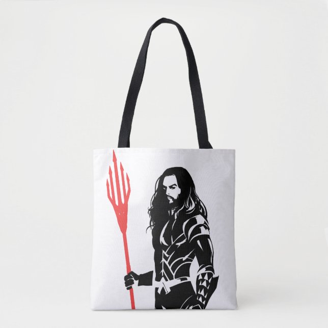 Tote Bag Ligue de Justice | Aquaman Pose Noir Pop Art (Devant)