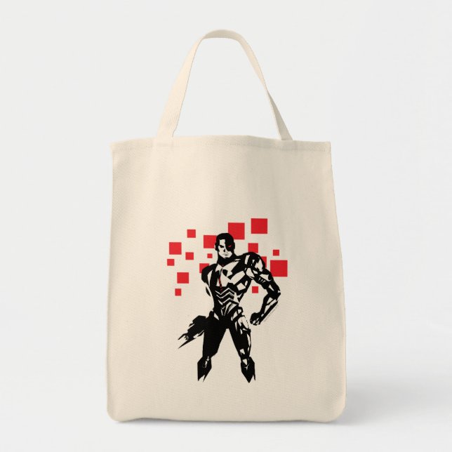 Tote Bag Ligue de Justice | Cyborg Digital Noir Pop Art (Devant)
