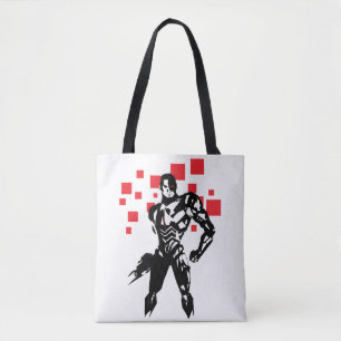 Tote Bag Ligue de Justice   Cyborg Digital Noir Pop Art