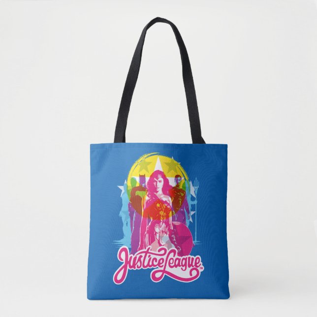 Tote Bag Ligue de Justice | Retro Group & Logo Pop Art (Devant)