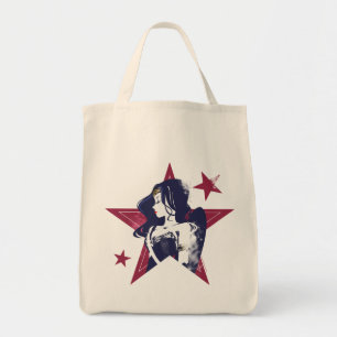 Tote Bag Ligue de Justice   Wonder Woman & Stars Pop Art