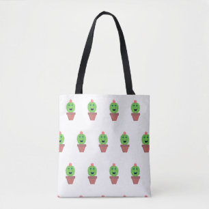 Tote Bag Lil Cactus Cute Cartoon Motif succulent