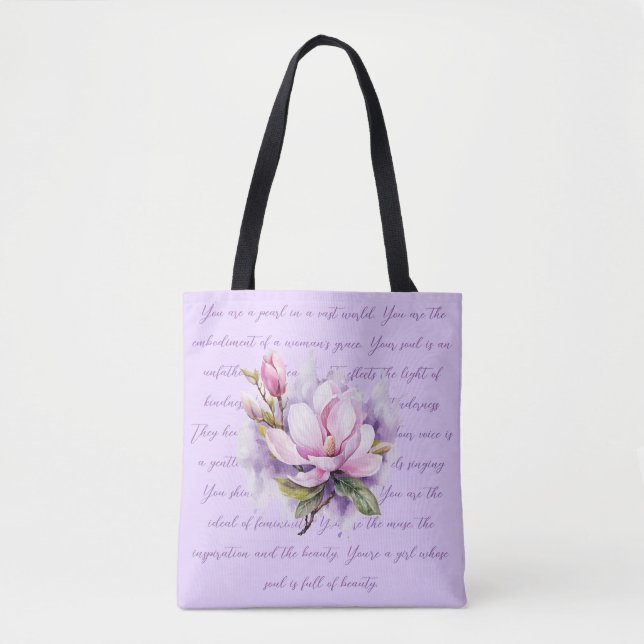 Tote Bag Lilac Fleurs Aquarelle Shoper (Devant)