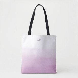 Tote Bag Lilac Purple Aquarelle Ombre Moderne Monogramme