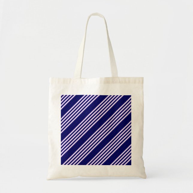 Tote Bag Lilac violet et bleu marine cinq bandes motif (Devant)