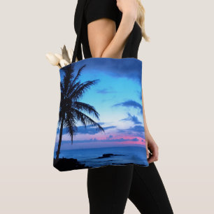 Tote Bag L'île tropicale Un joli paysage de coucher de sole