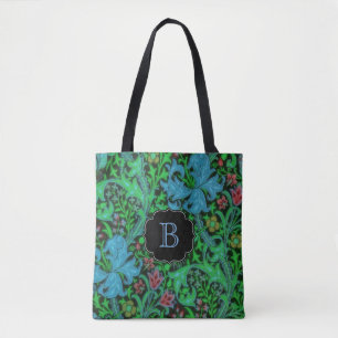 Tote Bag Lilies Vintage motif floral avec Monogramme
