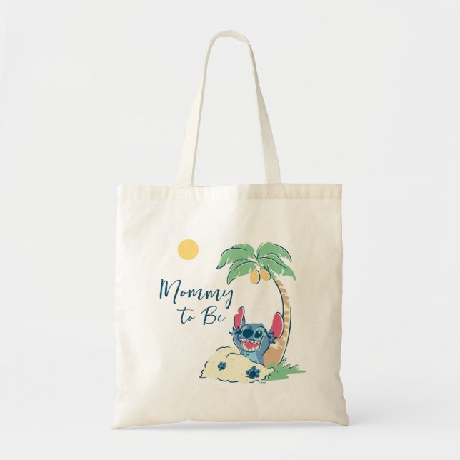 Tote Bag Lilo et Stitch Beach | Baby shower maman doit être (Devant)