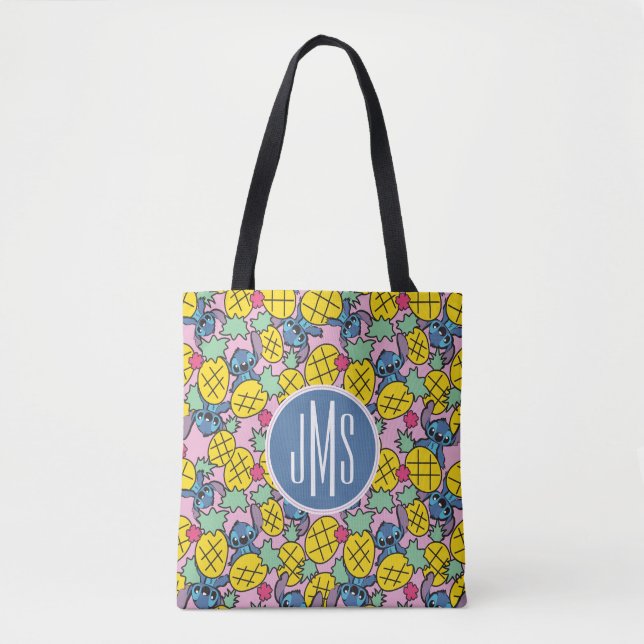 Tote Bag Lilo et Stitch| Monogramme Motif d'ananas (Devant)