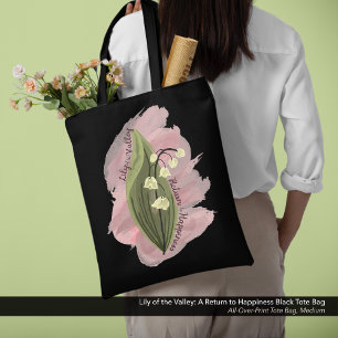 Tote Bag Lily de la Vallée du Bonheur Style aquarelle