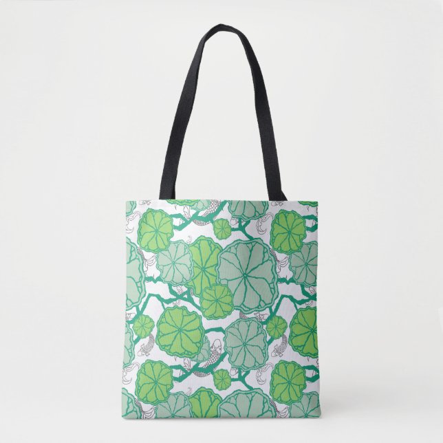 Tote Bag Lily Pad Koi Pond Motif (Devant)