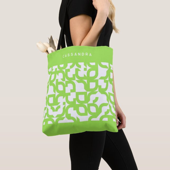 Tote Bag Lime d'été Vert Retro Art Motif (De près)