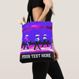 Tote Bag Line Dancing Western Group Blue (VOTRE TEXTE)