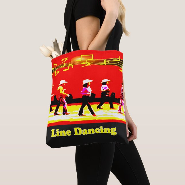 Tote Bag Line Dancing Western Group Red Black (De près)