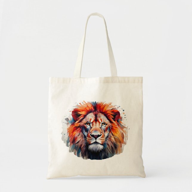 Tote Bag Lion aquarelle (Devant)