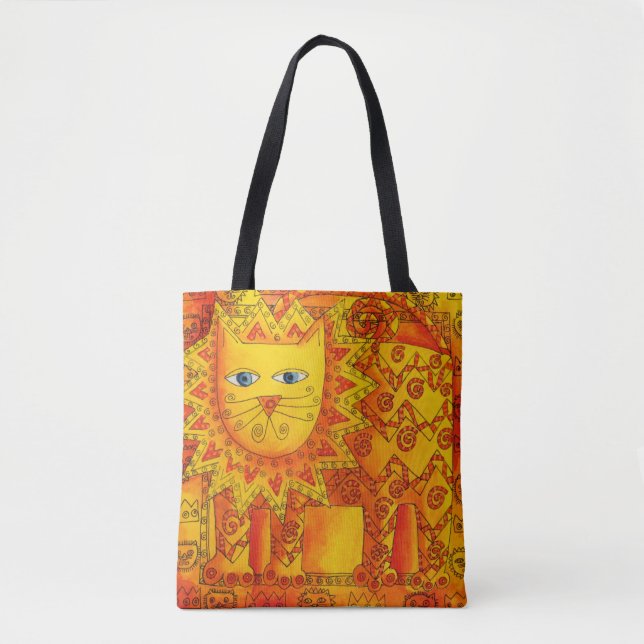 Tote Bag Lion aquarelle à motifs (Devant)