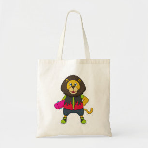 Tote Bag Lion as skater with skateboard
