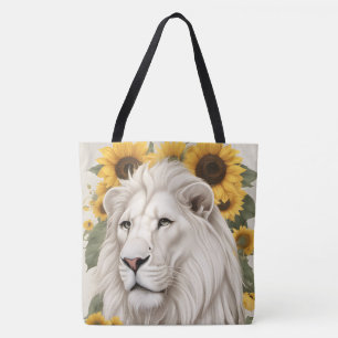 Tote Bag Lion blanc Tournesol Design Faune Safari Lion
