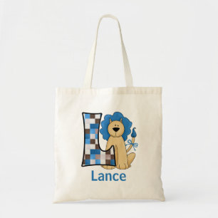 Tote Bag Lion bleu pour Monogramme L