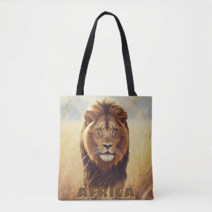 Tote Bag Lion d'Afrique rétro Scénique