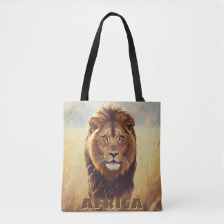 Tote Bag Lion d'Afrique rétro Scénique